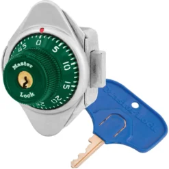 ADA Compliant Built-In Combination Lock with Green Metal Dial for Lift Handle and Single Point Horizontal Latch Lockers - Hinged on Left