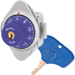 ADA Compliant Built-In Combination Lock with Purple Metal Dial for Lift Handle and Single Point Horizontal Latch Lockers - Hinged on Left