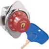 ADA Compliant Built-In Combination Lock with Red Metal Dial for Single Point Horizontal Latch Lockers - Hinged on Right