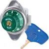 ADA Compliant Built-In Combination Lock with Green Metal Dial for Single Point Horizontal Latch Lockers - Hinged on Left