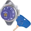 ADA Compliant Built-In Combination Lock with Purple Metal Dial for Single Point Horizontal Latch Lockers - Hinged on Left
