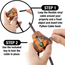 Adjustable Cable Lock, Mossy Oak Blaze Python Lock, 6 ft x 5/16 in - 2-Pack
