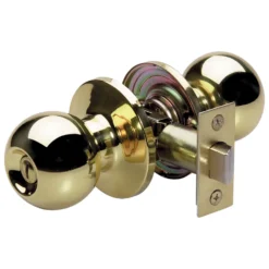 Ball Style Bed and Bath Door Knob; Polished Brass