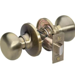 Biscuit Style Hall and Closet Door Knob; Antique Brass