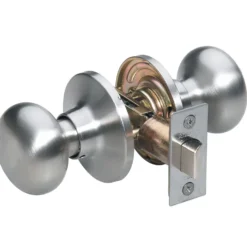 Biscuit Style Hall and Closet Door Knob; Satin Nickel