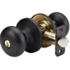 Biscuit Style Knob Entry Door Lock; Aged Bronze