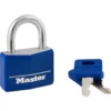 Blue Vinyl-Covered Solid Body Padlock, 1-9/16 in Wide