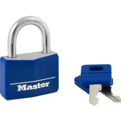 Blue Vinyl-Covered Solid Body Padlock, 1-9/16 in Wide
