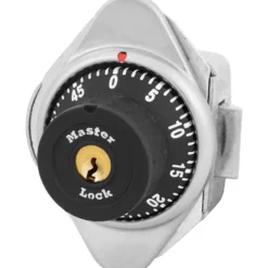Built-In Combination Lock with Metal Dial for Horizontal Latch Box Lockers - Hinged on Left