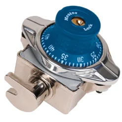Built-In Combination Lock with Blue Metal Dial for Single Point Wrap-Around-Latch™ Lockers - Hinged on Right
