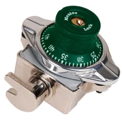 Built-In Combination Lock with Green Metal Dial for Single Point Wrap-Around-Latch™ Lockers - Hinged on Right