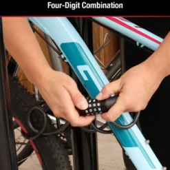 Combination Braided Steel Cable Lock, 5 ft x 1/2 in