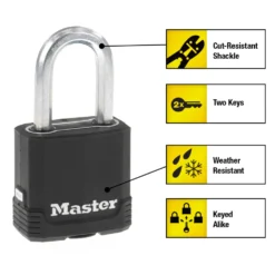 Covered Laminated Steel Padlock, Pin Tumbler, 1-7/8 in Wide