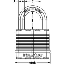 Covered Laminated Steel Padlock, Pin Tumbler, 2 in Wide