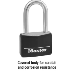 Covered Solid Body Padlock with Extended Shackle, 1-9/16 in Wide