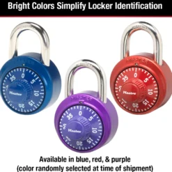 Dial Combination Lock with Aluminum Cover, Assorted Colors, 1-7/8 in Wide