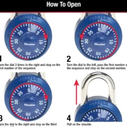 Dial Combination Lock with Aluminum Cover, Assorted Colors, 1-7/8 in Wide