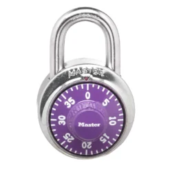 Dial Combination Lock with Purple Dial, 1-7/8 in Wide