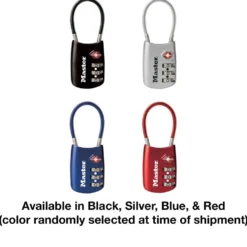 Flexible Shackle Set Your Own Combination TSA Lock, Assorted Colors, 1-3/16 in Wide