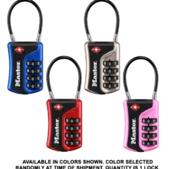 Flexible Shackle Set Your Own Combination TSA Lock, Assorted Colors, 1-3/8 in Wide