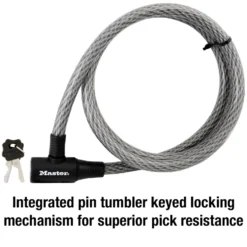 6ft (1.8m) Long x 5/8in (15mm) Diameter Keyed Cable Lock