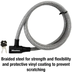 6ft (1.8m) Long x 5/8in (15mm) Diameter Keyed Cable Lock