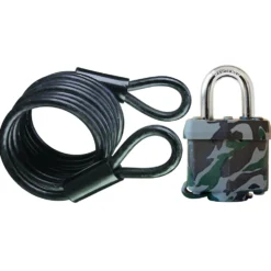 6ft (1.8m) Long x 1/4in (6mm) Diameter Looped End Cable with Covered Laminated Steel Padlock