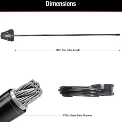 6ft (1.8m) Long x 5/16in (8mm) Diameter Python™ Adjustable Locking Cable; Silver and Black