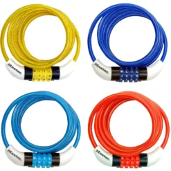 5ft (1.5m) x 1/4in (6mm) Diameter Standard Combination Cable Lock; Assorted Colors
