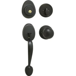 Handleset with Biscuit Style Knob Interior and Single Cylinder Deadbolt; Aged Bronze, WR5