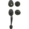 Handleset with Biscuit Style Knob Interior and Single Cylinder Deadbolt; Aged Bronze, SC1