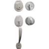 Handleset with Biscuit Style Knob Interior and Single Cylinder Deadbolt; Satin Nickel, KW1
