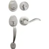 Handleset with Wave Style Lever Interior and Single Cylinder Deadbolt (Right Hand); Satin Nickel, WR5