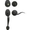 Handleset with Wave Style Lever Interior and Single Cylinder Deadbolt (Right Hand); Aged Bronze, SC1