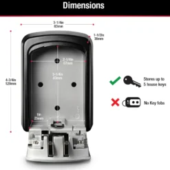 Heavy Duty Wall Mount Lock Box for Keys, 3-1/4 in x 2-1/4 in