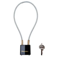 14in (36cm) Steel Cable Gun Lock with 1-5/16in (33mm) Wide Laminated Steel Body Padlock; Keyed Different