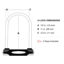 6in (15cm) Wide Hardened Steel U-Lock with 11in (28cm) Shackle Clearance; 4ft (1.2m) x 3/8in (10mm) Looped-End Cable