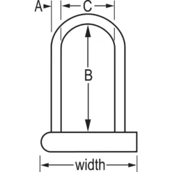 6-1/8in (15cm) Wide Hardened Steel U-Lock with 8in (20cm) Shackle Clearance