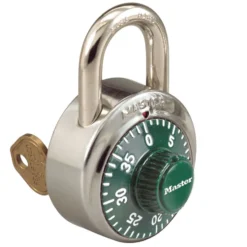 1-7/8in (48mm) General Security Combination Padlock with Key Control Feature and Green Colored Dial