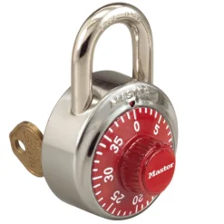 1-7/8in (48mm) General Security Combination Padlock with Key Control Feature and Red Colored Dial