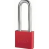 2in (51mm) Red Solid Aluminum Rekeyable 6-Pin Tumbler Padlock with 3in (76mm) Shackle, Keyed Alike