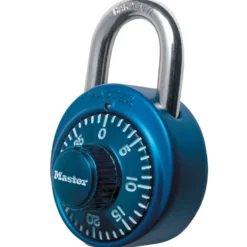 1-7/8in (48mm) Wide Combination Dial Padlock with Aluminum Cover; Blue