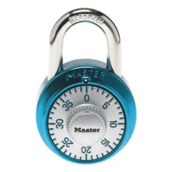 1-7/8in (48mm) Wide Combination Dial Padlock with Aluminum Cover; Light Blue