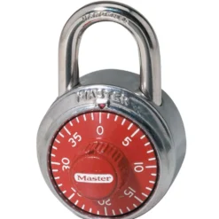 1-7/8in (48mm) Wide Combination Dial Padlock; Red Dial