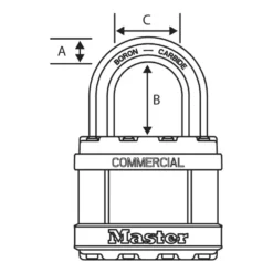 1-3/4in (44mm) Wide Commercial Magnum Laminated Steel Padlock with Stainless Steel Body Cover, 1-1/2in (38mm) Shackle
