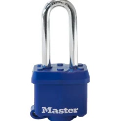 1-9/16in (40mm) Wide Covered Laminated Steel Pin Tumbler Padlock, Blue, with 2in (51mm) Shackle, Keyed Alike