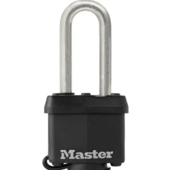 1-9/16in (40mm) Wide Covered Stainless Steel Pin Tumbler Padlock with 2in (51mm) Shackle; Black