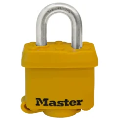 1-9/16in (40mm) Wide Covered Stainless Steel Pin Tumbler Padlock; Yellow