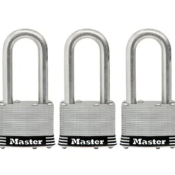 1-3/4in (44mm) Wide Laminated Stainless Steel Pin Tumbler Padlock with 2in (51mm) Shackle; 3-Pack