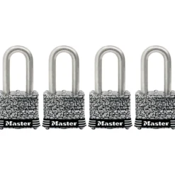 1-9/16in (40mm) Wide Laminated Stainless Steel Pin Tumbler Padlock with 1-1/2in (38mm) Shackle; 4-Pack